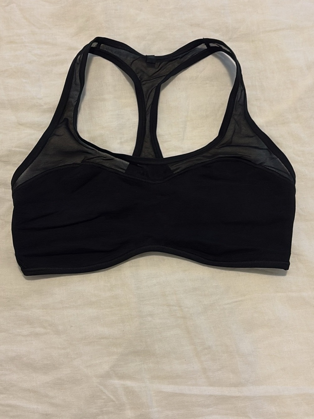 Fabletics Black Racerback Mesh Sports Bra